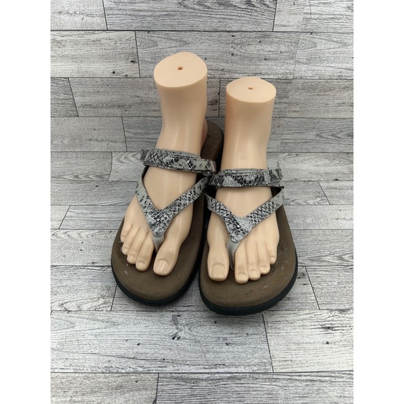 Taos US 9 EU 40 Leather Upper Thong Sandals Womens Snake Print Adjustable - Picture 1 of 16